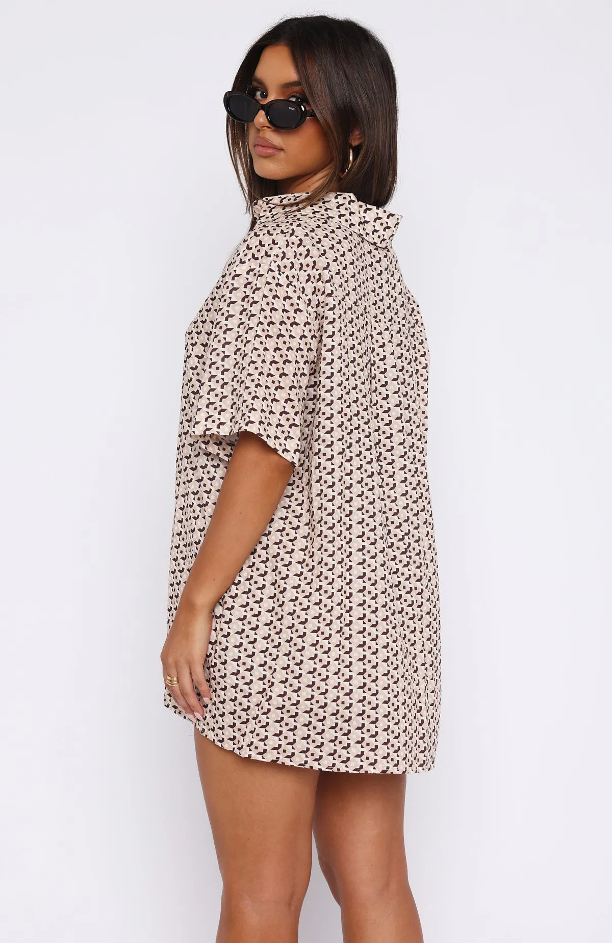 Bring You Out Button Up Shirt Geo Check sold by White Fox Boutique product image thumbnail 4