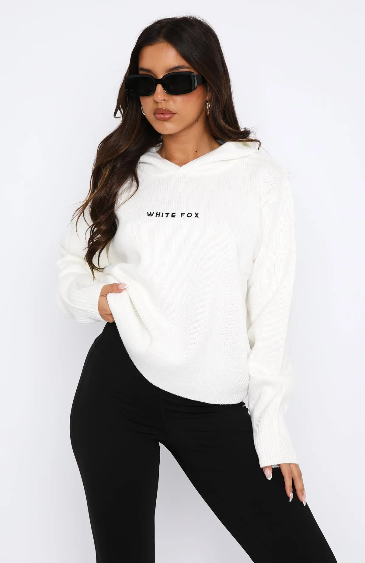 It's Cool Knit Hoodie White sold by White Fox Boutique product image thumbnail 2