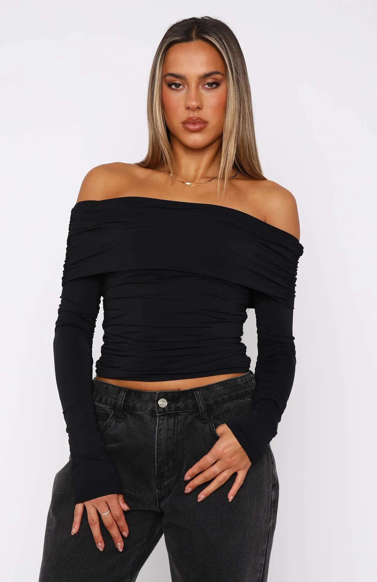 Midnight Express Long Sleeve Top Black sold by White Fox Boutique product image thumbnail 2