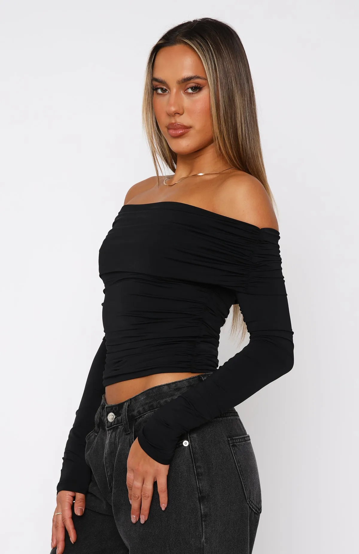 Midnight Express Long Sleeve Top Black sold by White Fox Boutique product image thumbnail 3