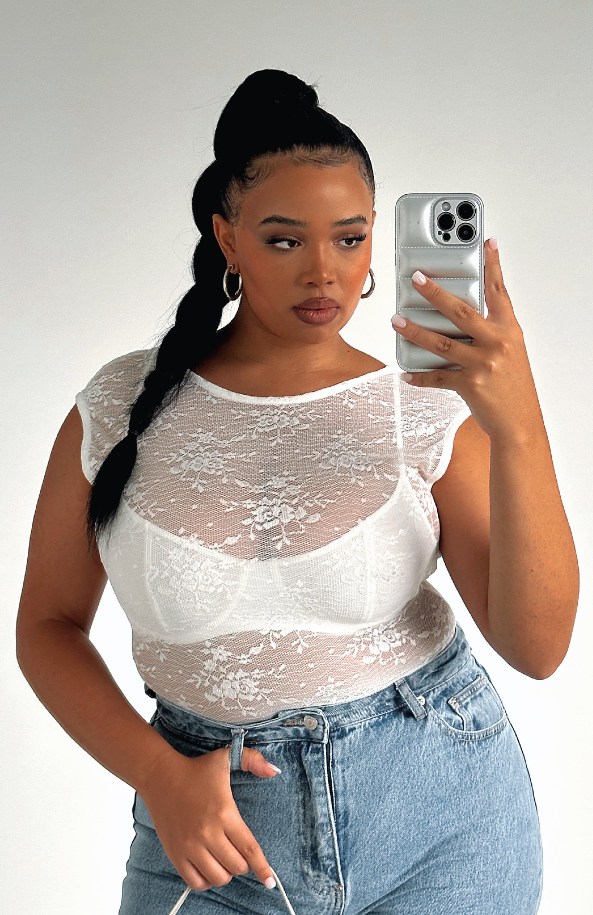 Word Of Warning Lace Top White sold by White Fox Boutique product image thumbnail 5