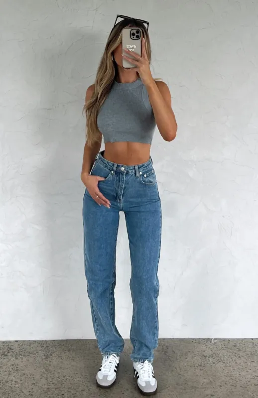 Who's That Girl Straight Leg Denim Jeans 90's Blue sold by White Fox Boutique