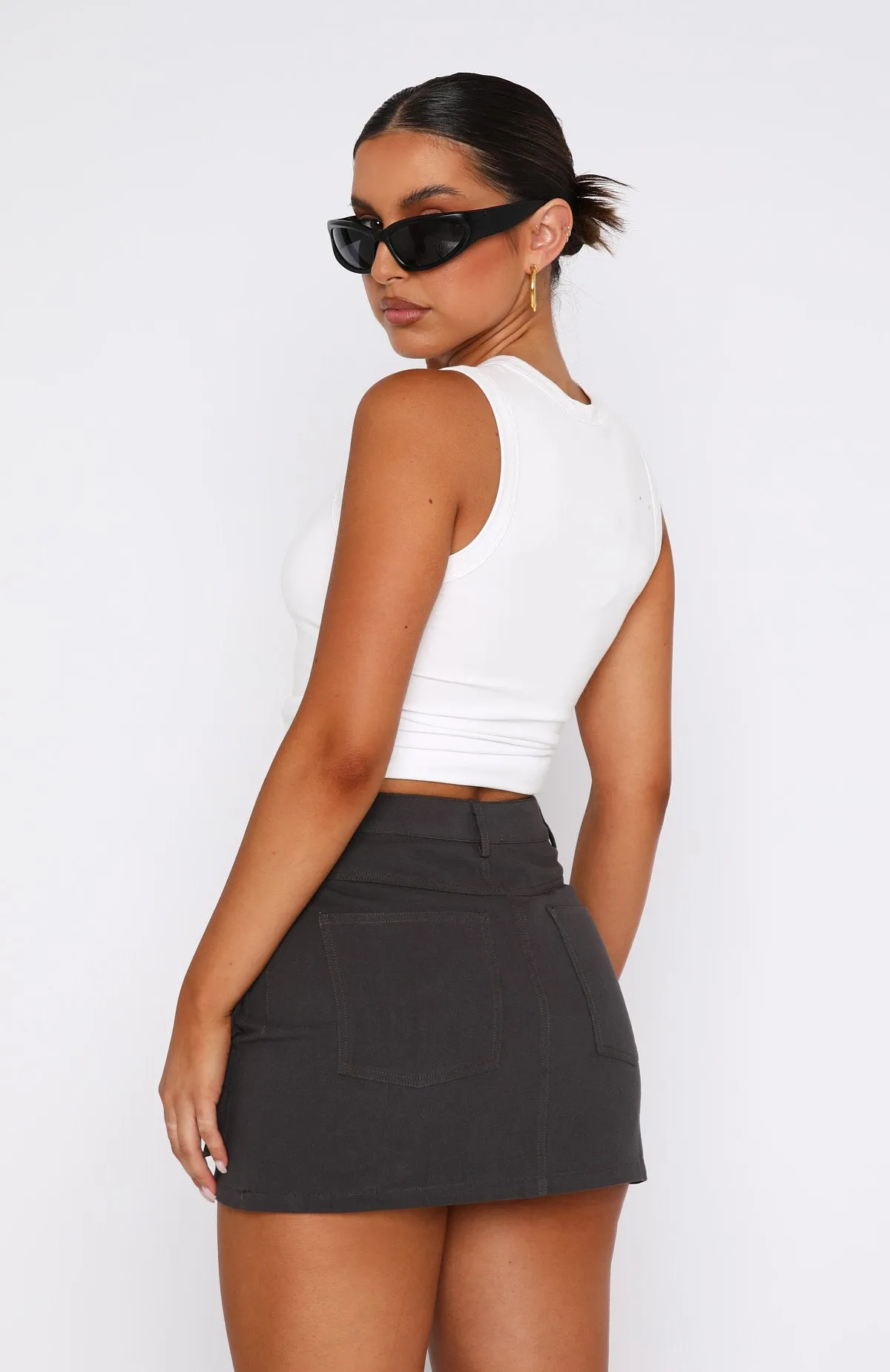 Weekend Travels Cargo Mini Skirt Charcoal sold by White Fox Boutique product image thumbnail 4
