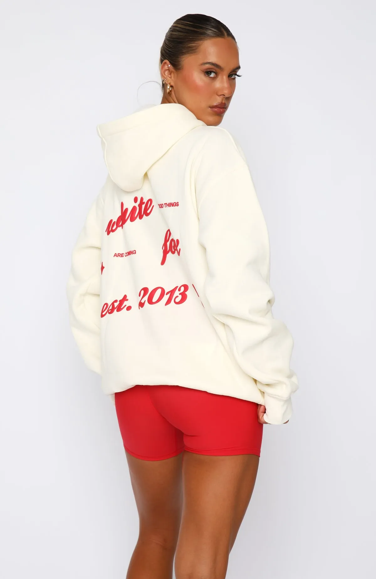 Good Things Are Coming Oversized Hoodie Cream sold by White Fox Boutique product image thumbnail 4