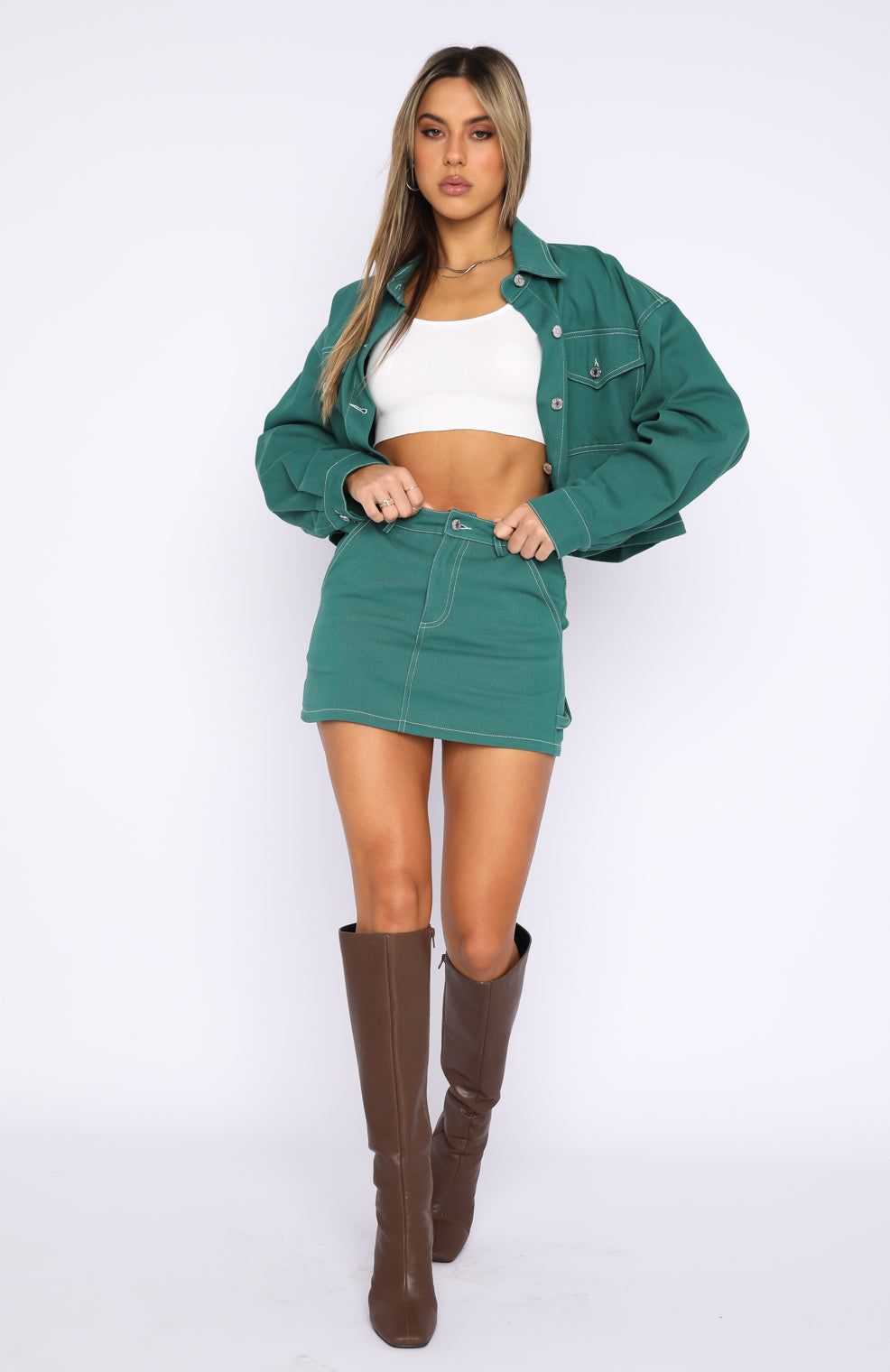 Mystery Of Love Cargo Mini Skirt Forest Green sold by White Fox Boutique product image thumbnail 5