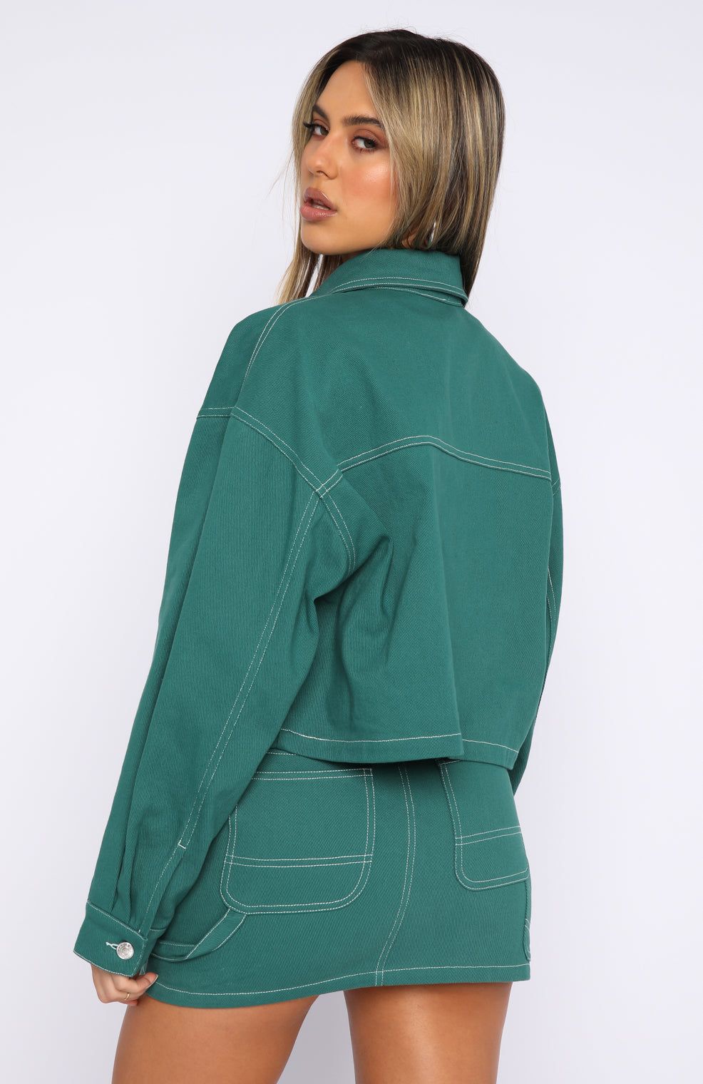 Mystery Of Love Cargo Mini Skirt Forest Green sold by White Fox Boutique product image thumbnail 4