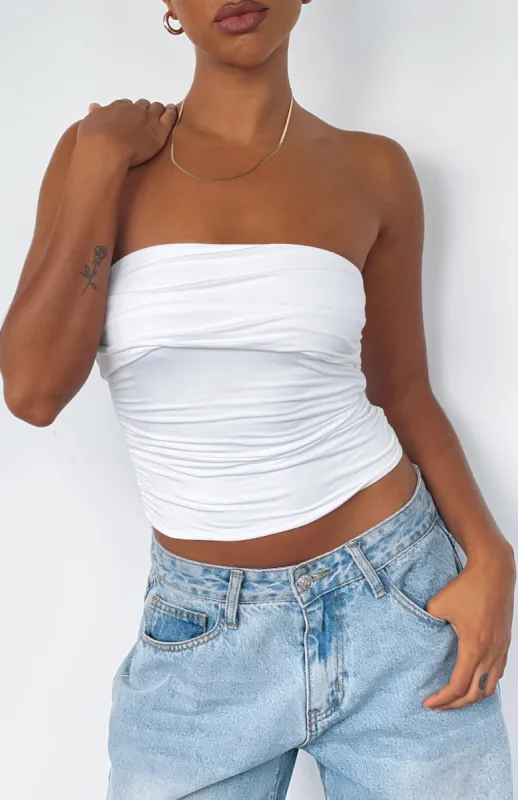 Sweet Escape Strapless Top White sold by White Fox Boutique