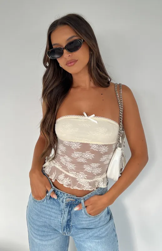 Prove You Wrong Strapless Lace Top Cream sold by White Fox Boutique