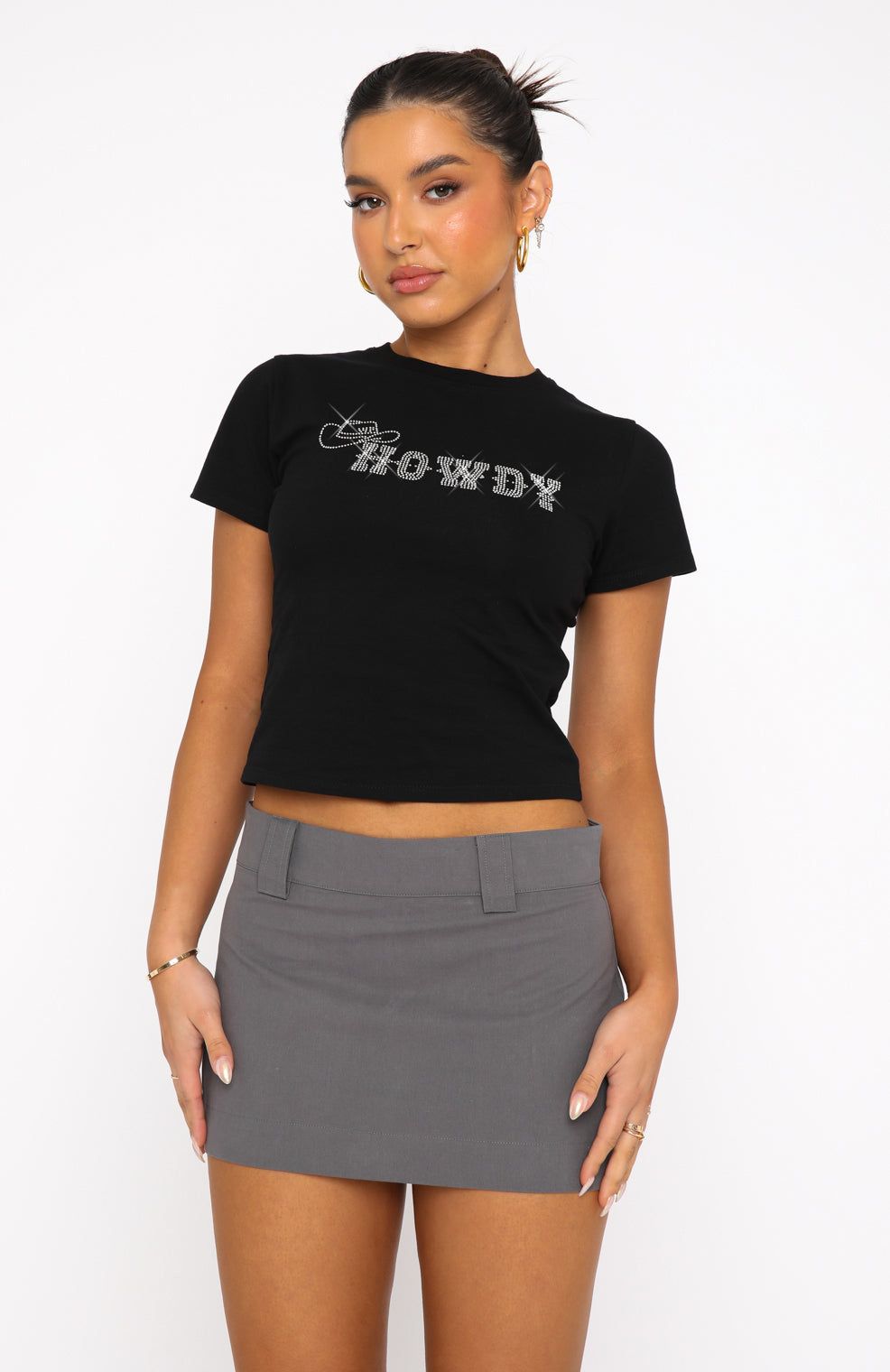 Stole The Show Mini Skirt Charcoal Grey sold by White Fox Boutique product image thumbnail 2