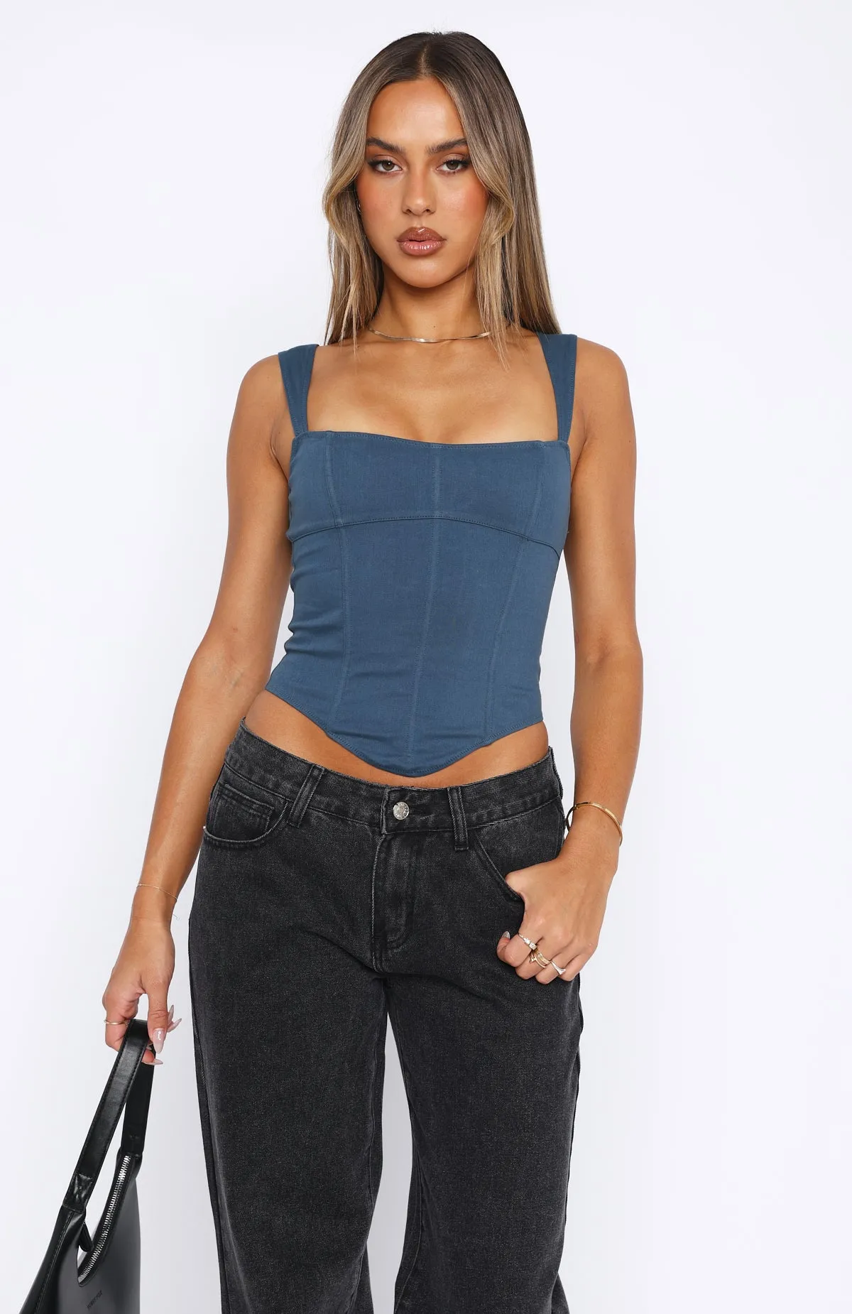 Through The Night Top Petrol sold by White Fox Boutique product image thumbnail 2