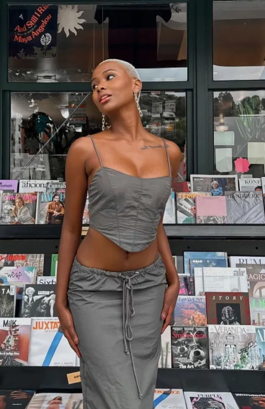 Taking Time Bustier Charcoal sold by White Fox Boutique