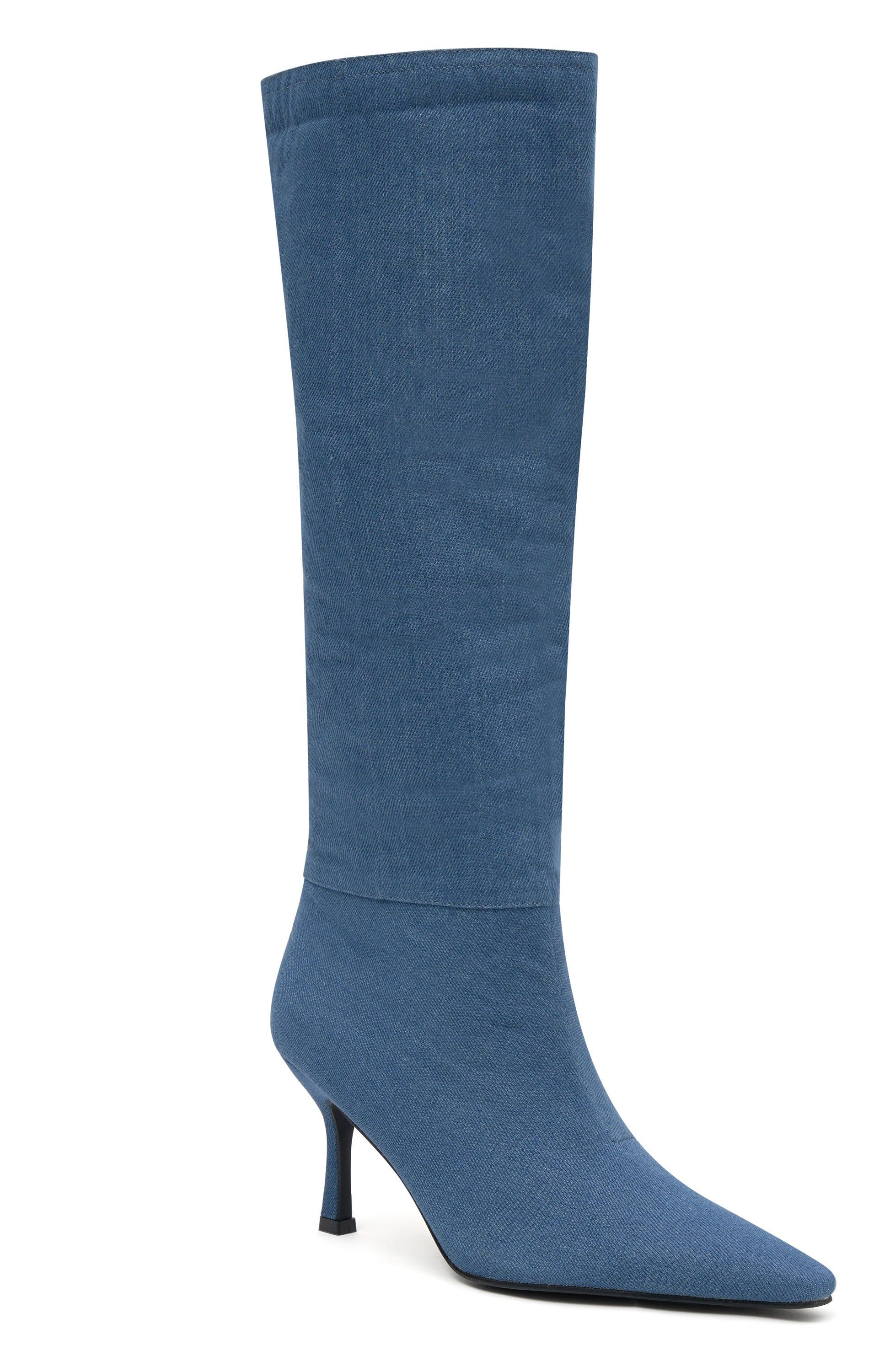 Baby Blue Denim Knee High Boots Denim sold by White Fox Boutique product image thumbnail 3