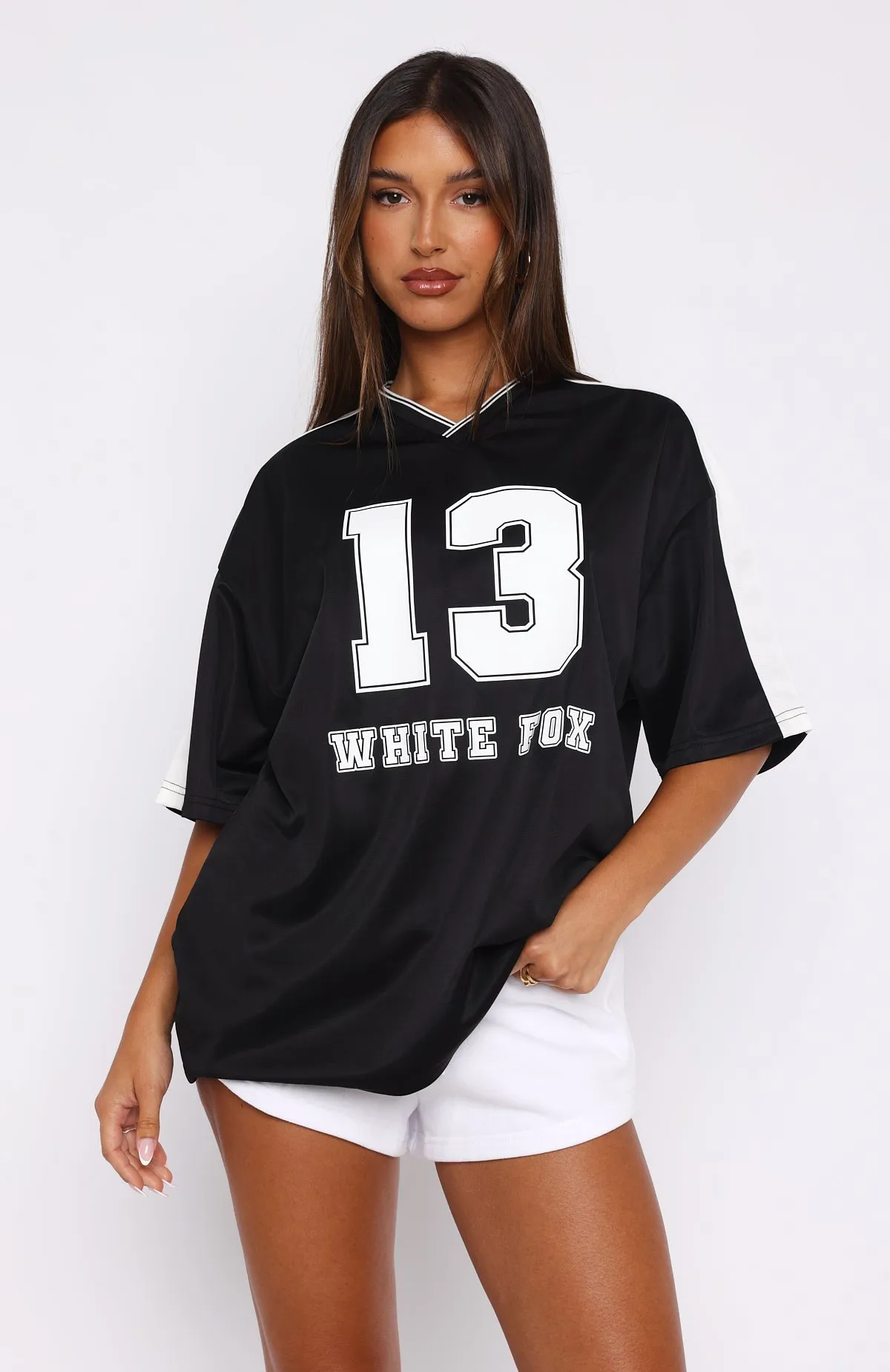 Go For The Shot Oversized Jersey Black sold by White Fox Boutique product image thumbnail 2