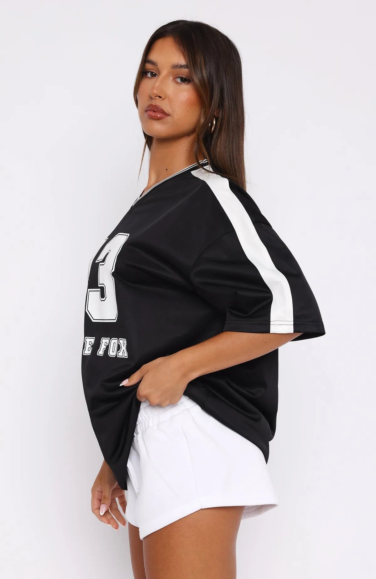 Go For The Shot Oversized Jersey Black sold by White Fox Boutique product image thumbnail 3