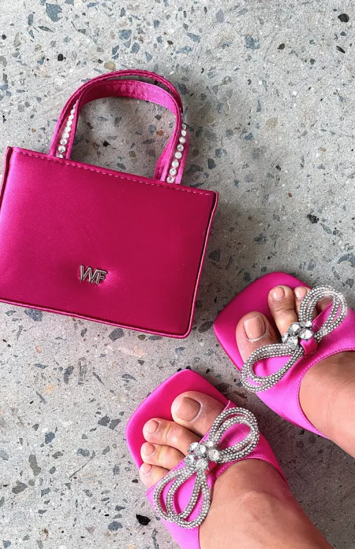 Serena Box Bag Fuchsia Satin sold by White Fox Boutique