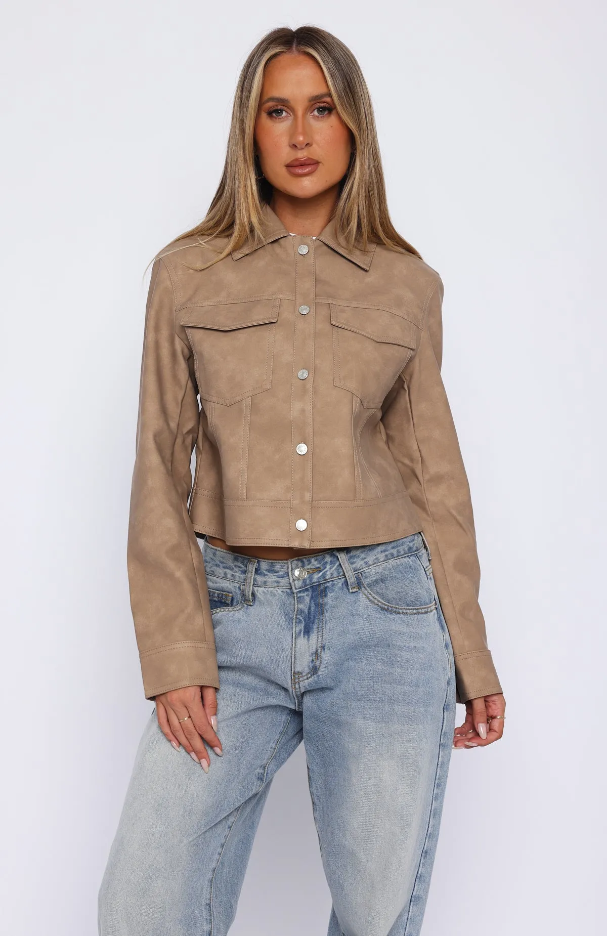 Hold Tight PU Jacket Camel sold by White Fox Boutique product image thumbnail 2