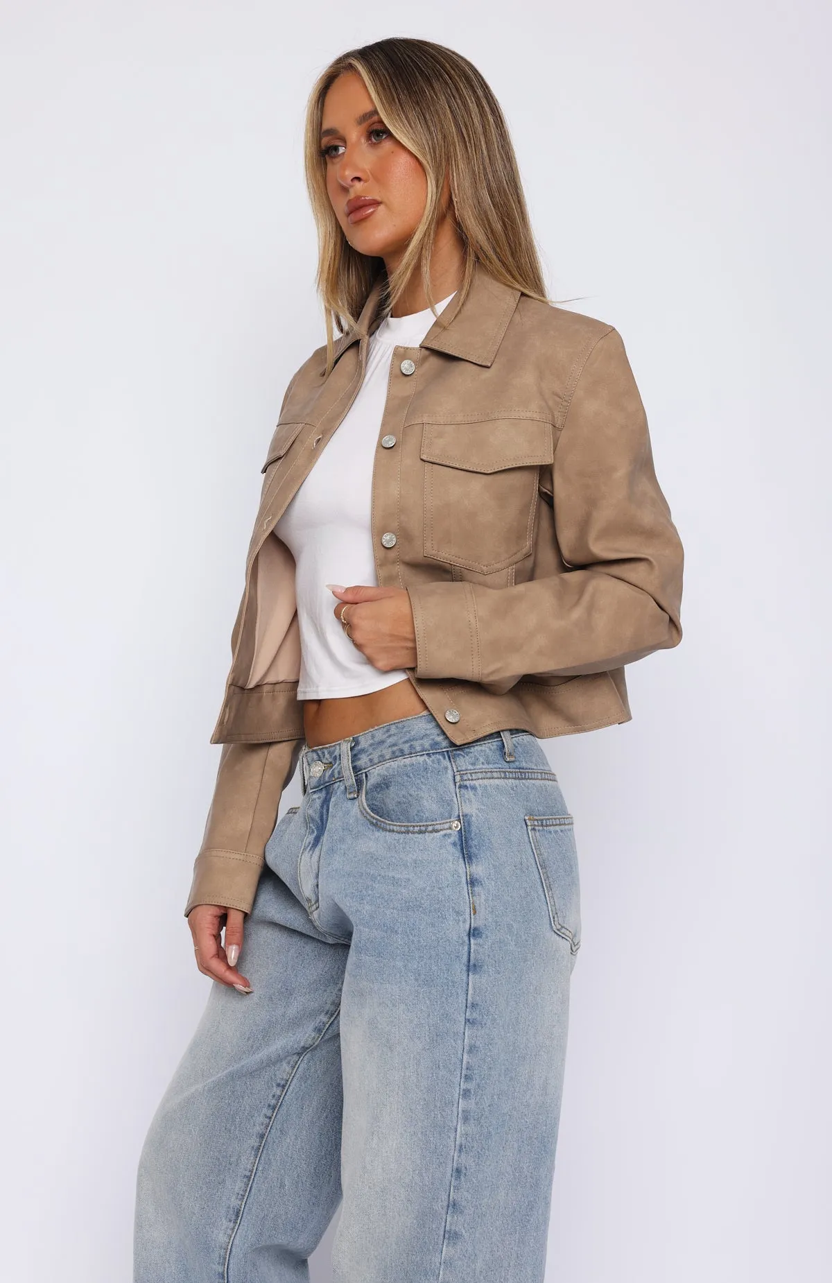 Hold Tight PU Jacket Camel sold by White Fox Boutique product image thumbnail 3