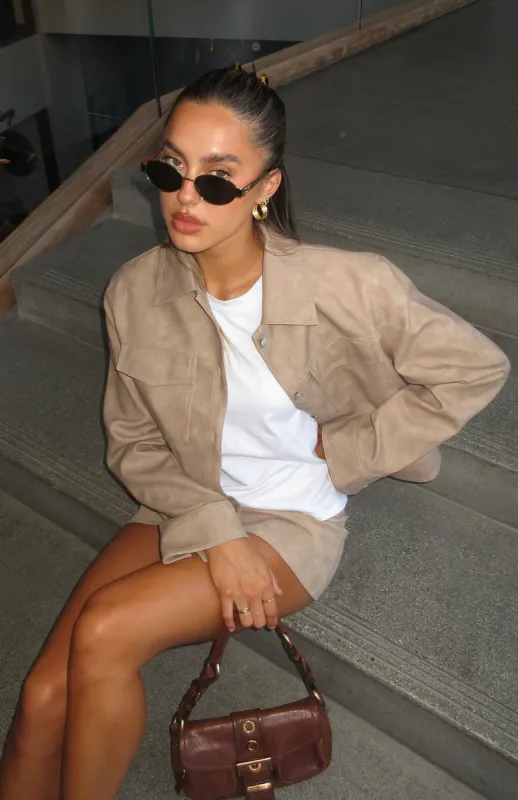 Hold Tight PU Jacket Camel sold by White Fox Boutique