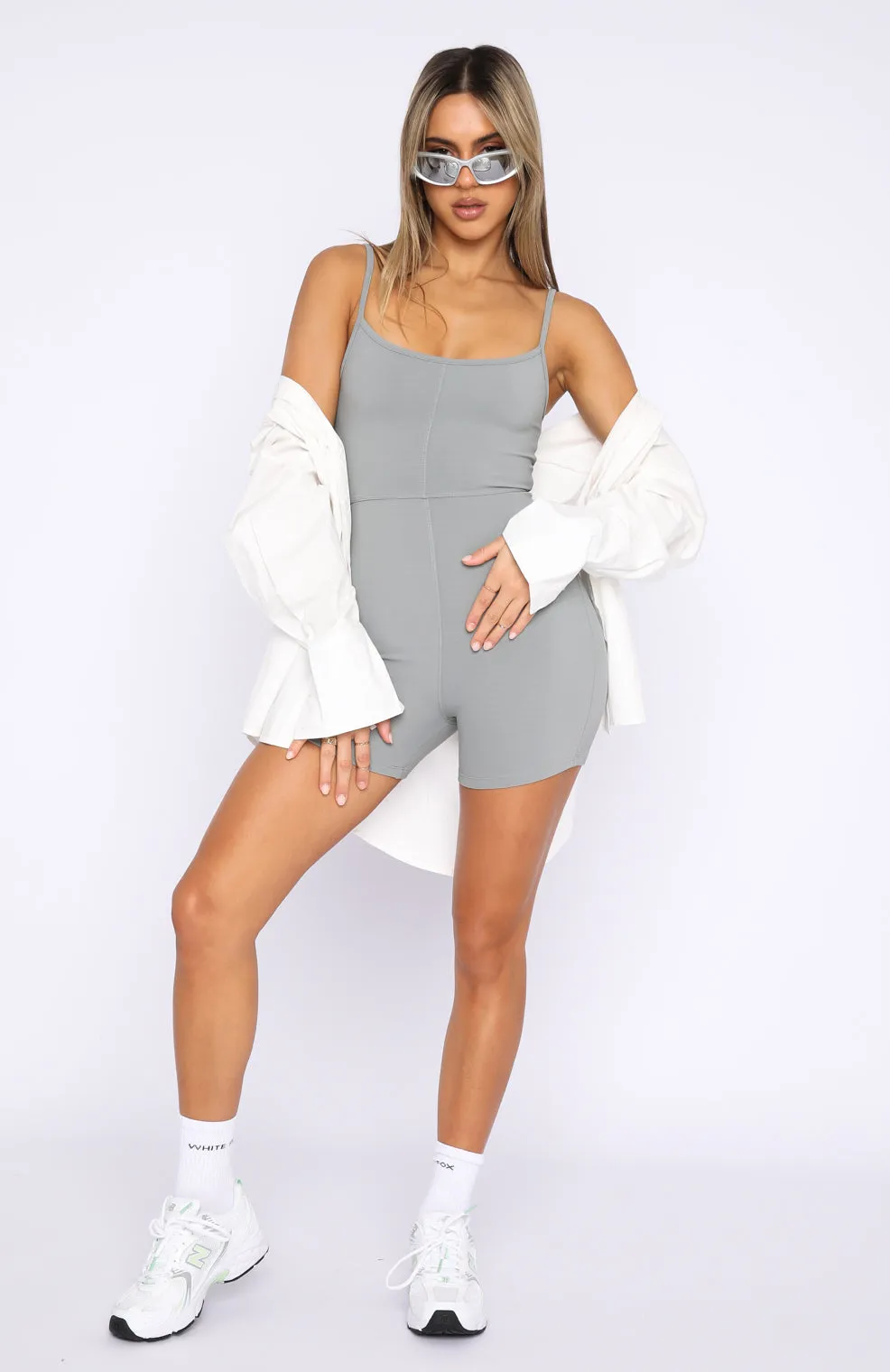 Clearly Into You Ribbed Playsuit Grey sold by White Fox Boutique product image thumbnail 5