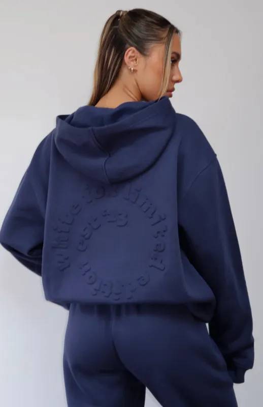 Work Through It Oversized Hoodie Navy sold by White Fox Boutique
