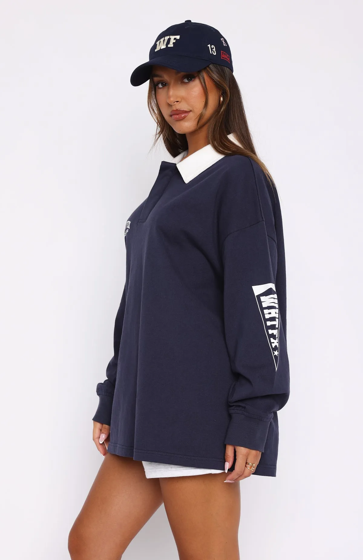 On Your Team Long Sleeve Oversized Tee Navy sold by White Fox Boutique product image thumbnail 3