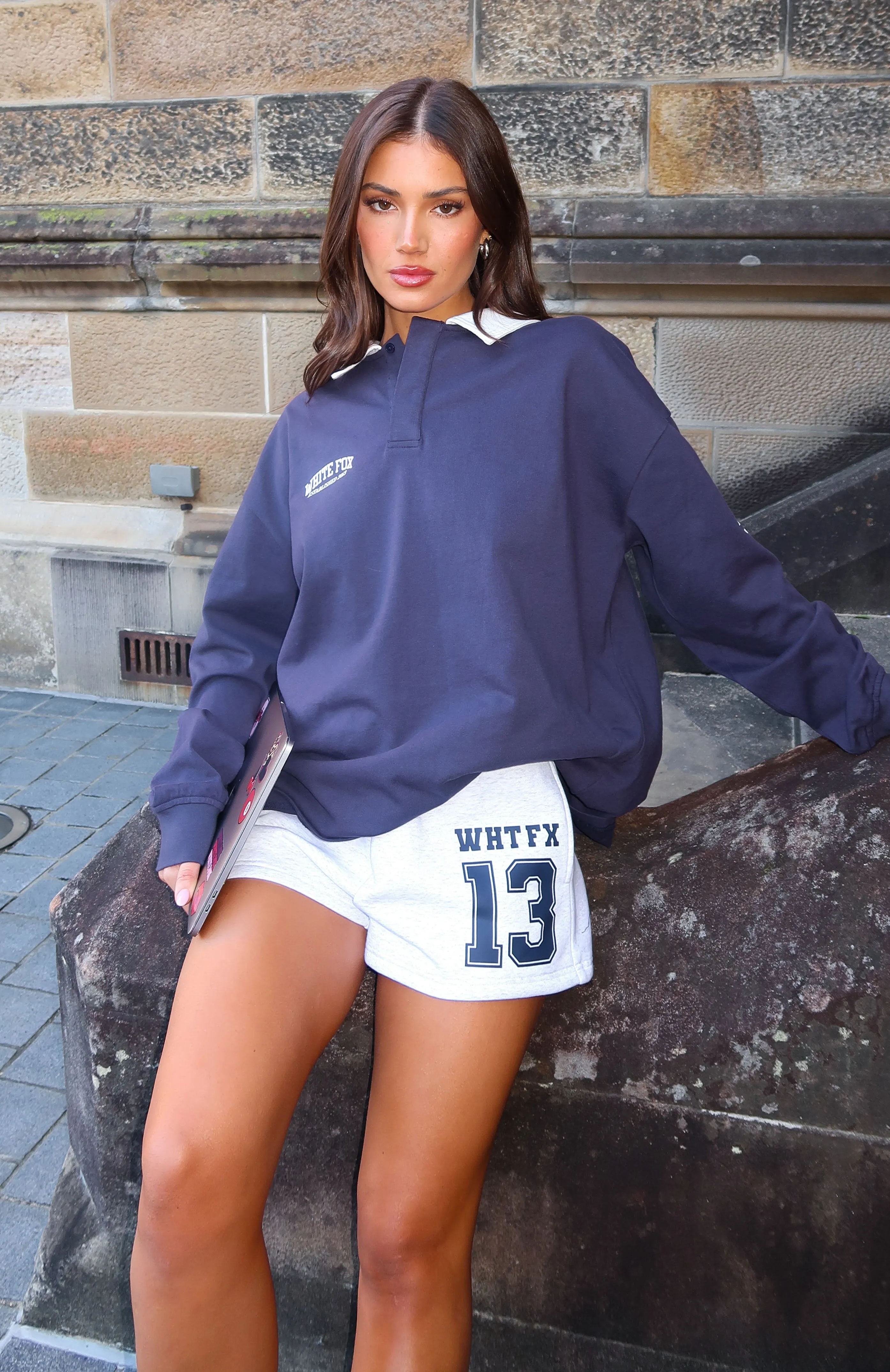 On Your Team Long Sleeve Oversized Tee Navy sold by White Fox Boutique product image thumbnail 5