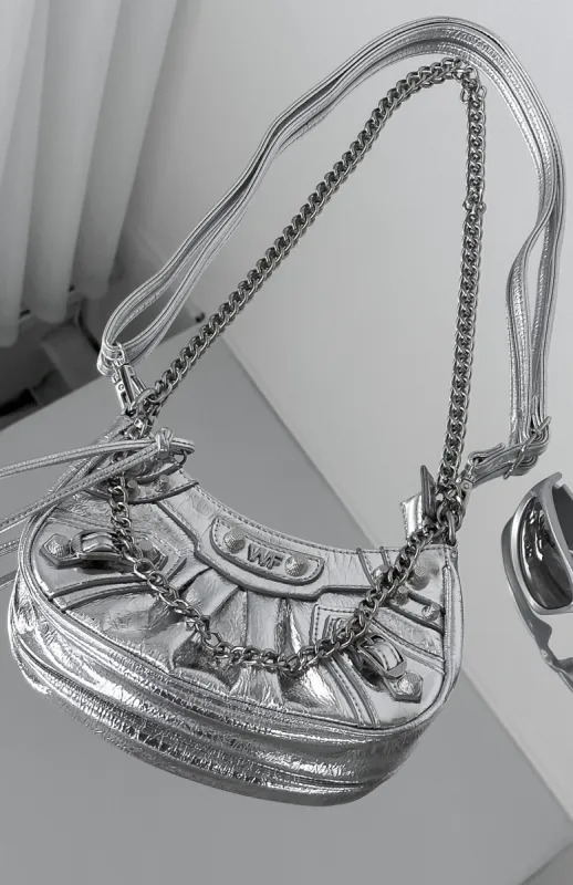 Harlow Bag Silver PU sold by White Fox Boutique