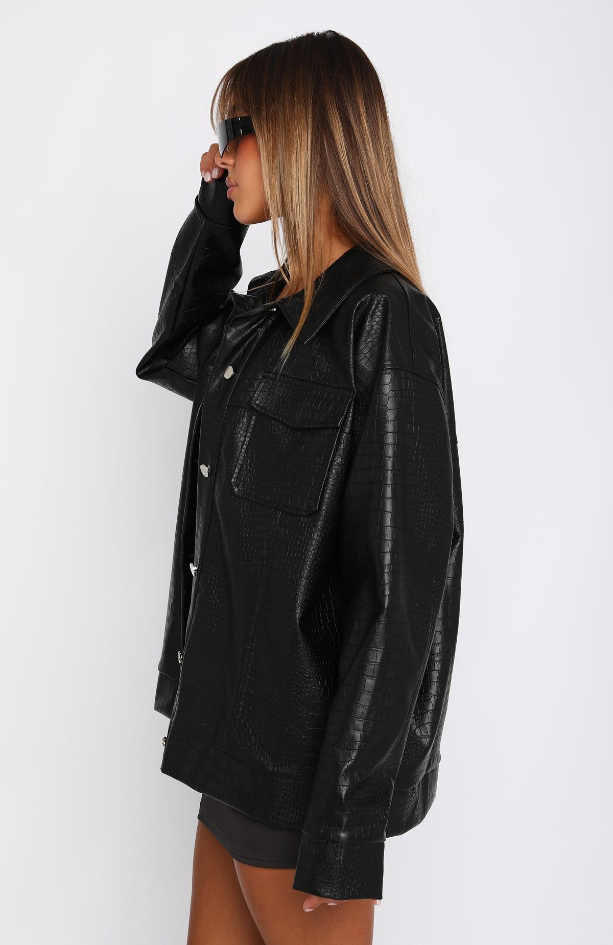 Cold Heart PU Jacket Black sold by White Fox Boutique product image thumbnail 5