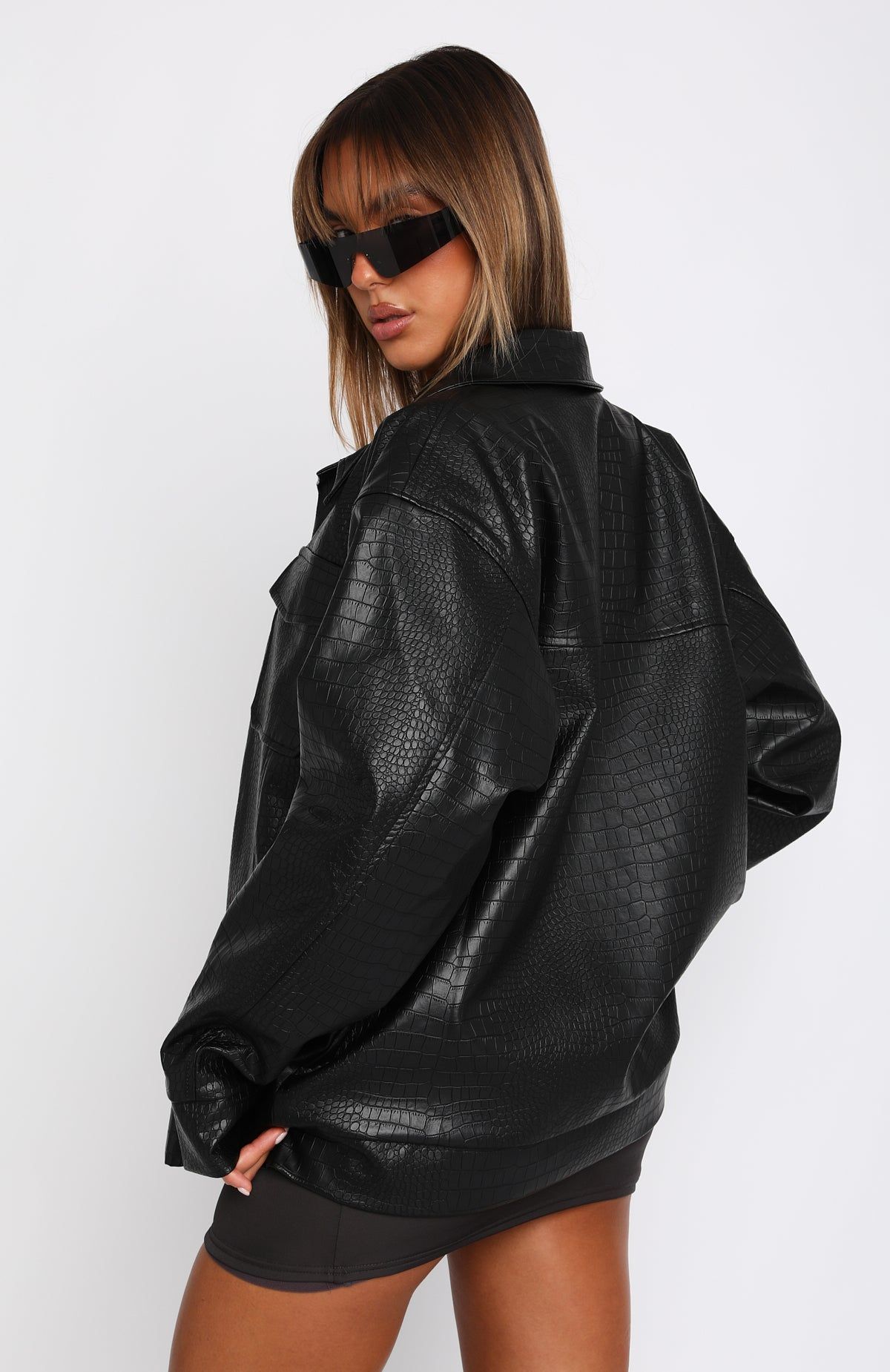 Cold Heart PU Jacket Black sold by White Fox Boutique product image thumbnail 4