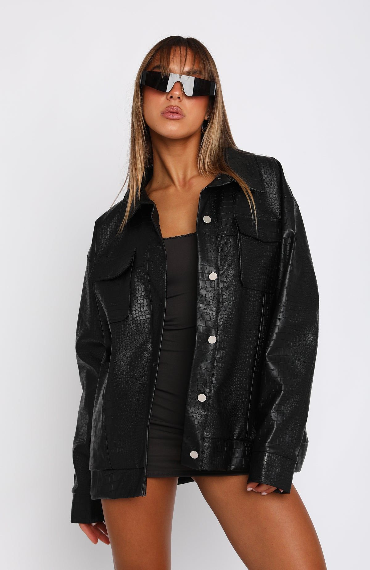 Cold Heart PU Jacket Black sold by White Fox Boutique product image thumbnail 2