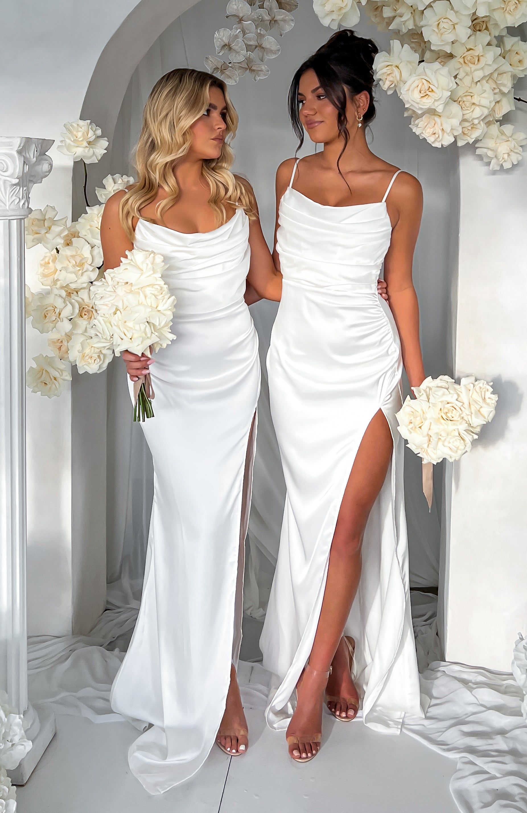 Endless Nights Satin Maxi Dress Ivory sold by White Fox Boutique