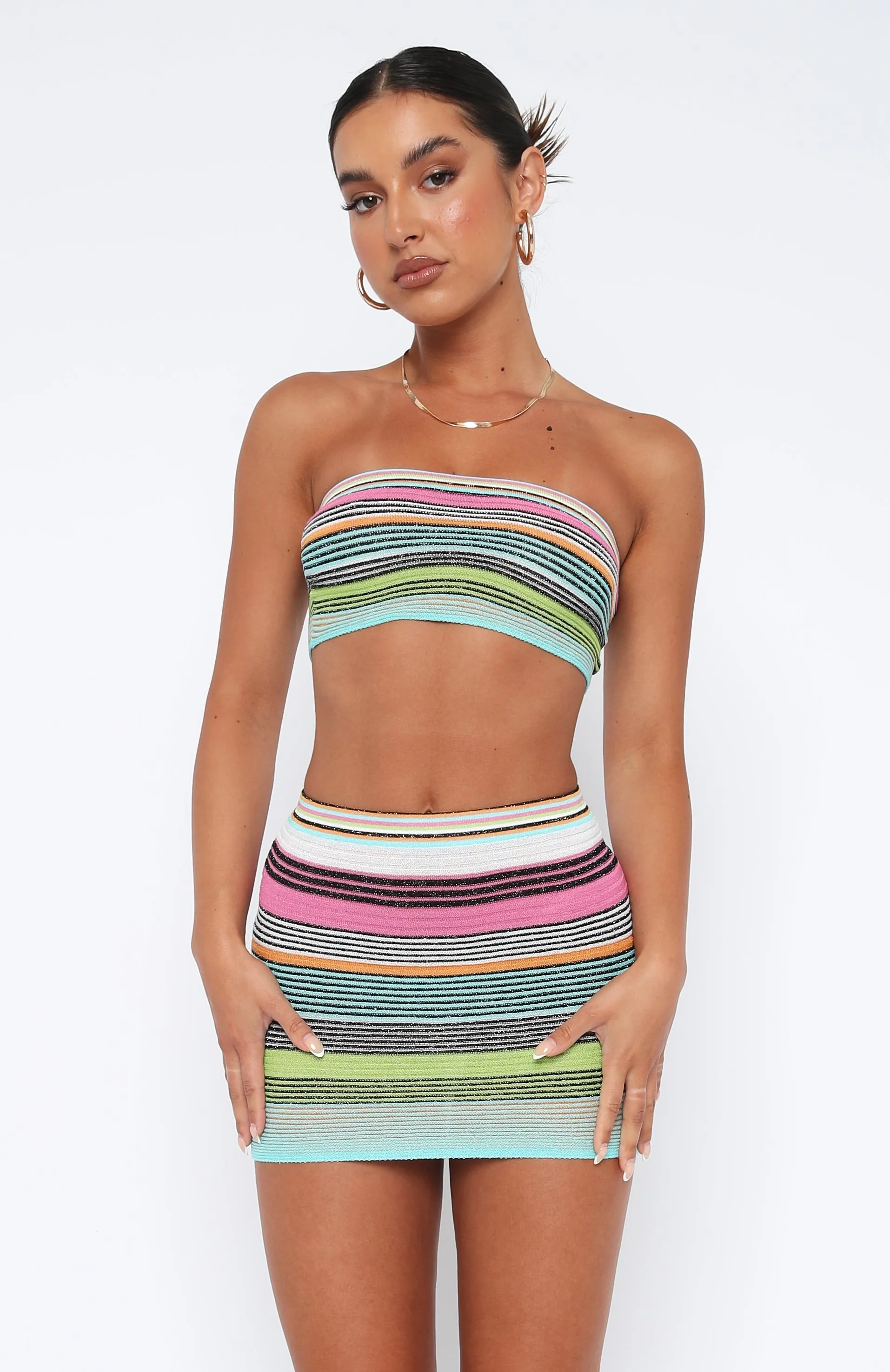 A Little Closer Crop Rainbow Stripe sold by White Fox Boutique product image thumbnail 2