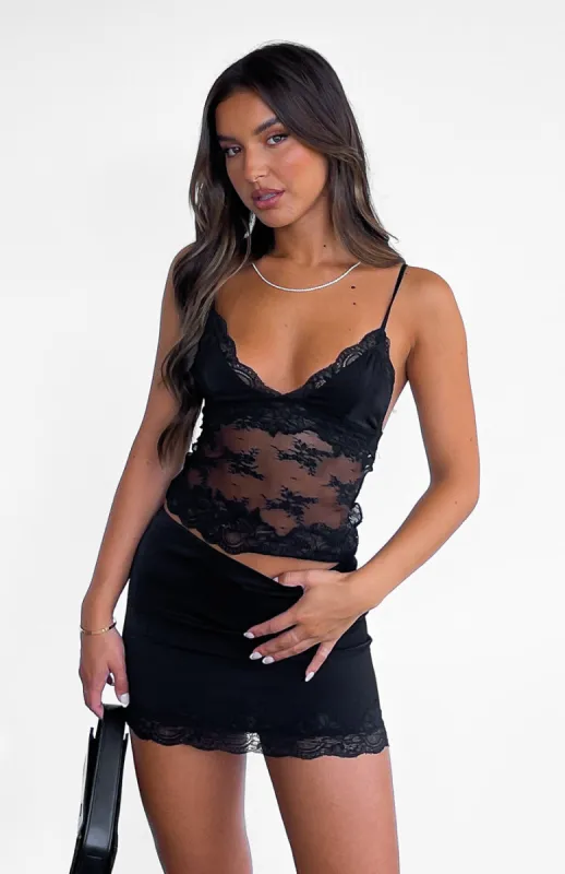 Later Tonight Mini Skirt Black sold by White Fox Boutique