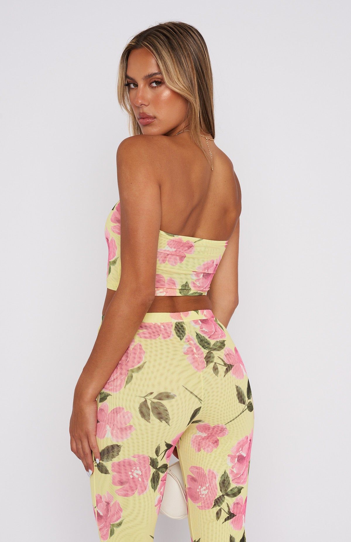 Take Notice Strapless Crop Lemon Rose sold by White Fox Boutique product image thumbnail 4