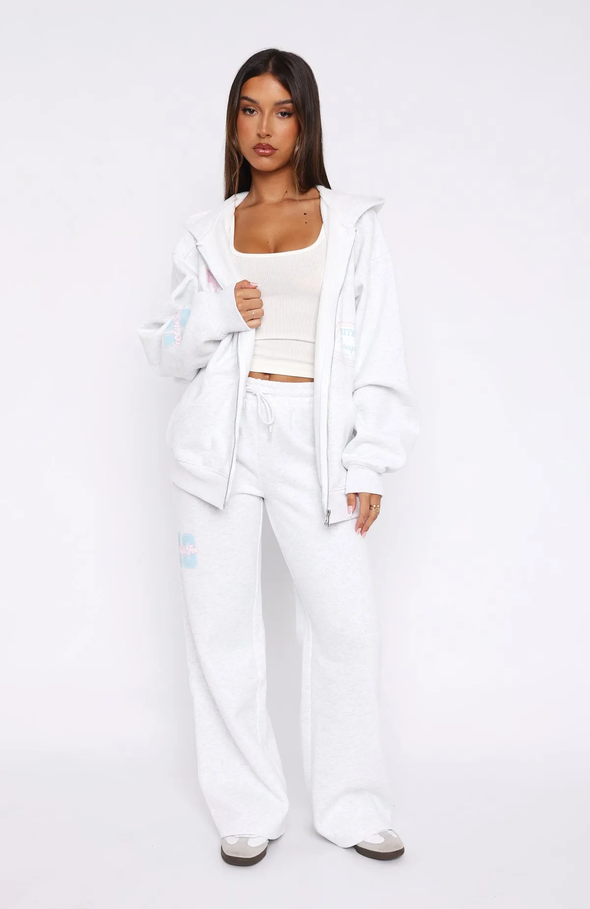 Save My Number Wide Leg Sweatpants Grey Marle sold by White Fox Boutique product image thumbnail 2