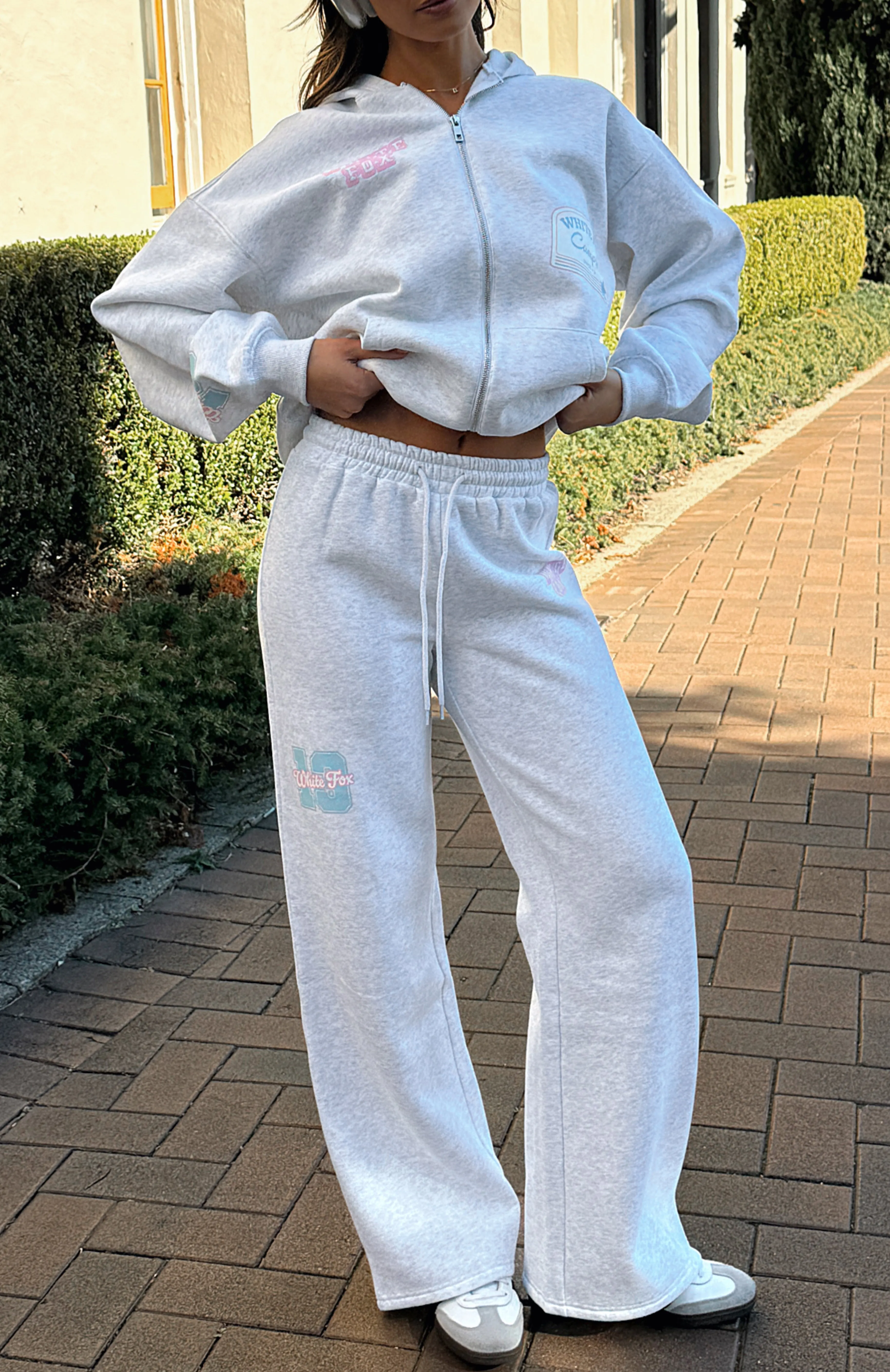 Save My Number Wide Leg Sweatpants Grey Marle sold by White Fox Boutique