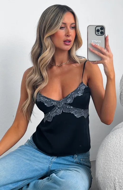 Lost In Your Light Top Black sold by White Fox Boutique