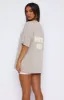 Offstage Back Graphic Oversized Tee Grey sold by White Fox Boutique