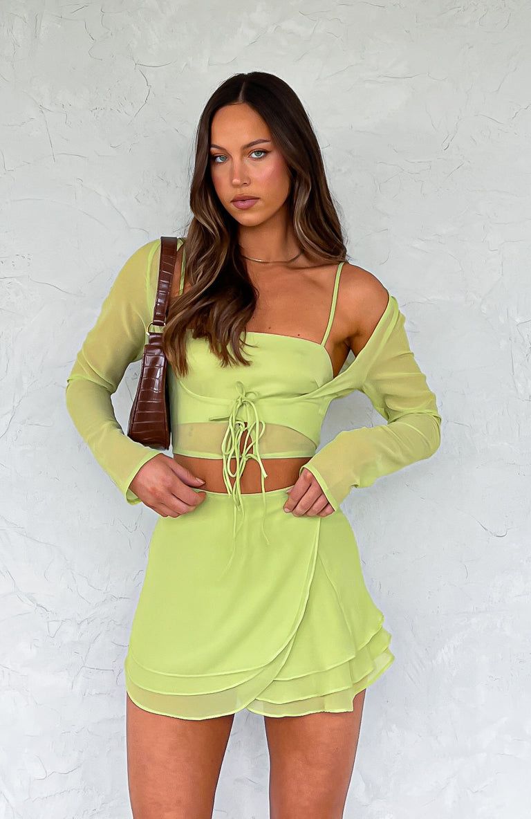 Tied To You Long Sleeve Crop Matcha sold by White Fox Boutique