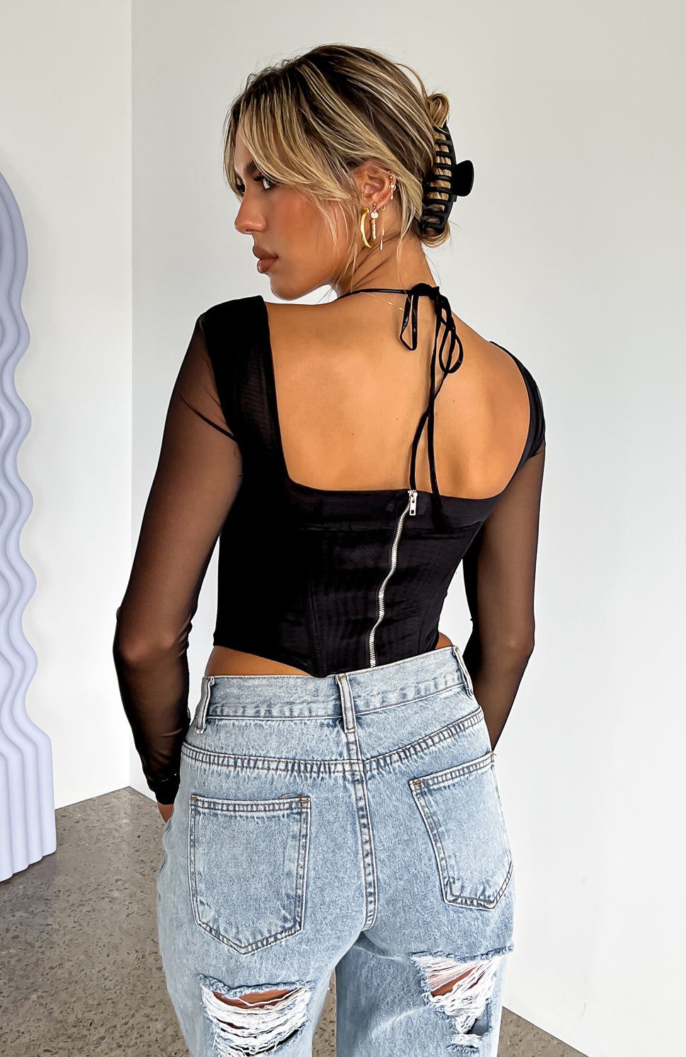 Must Be Magic Long Sleeve Bustier Black sold by White Fox Boutique product image thumbnail 5