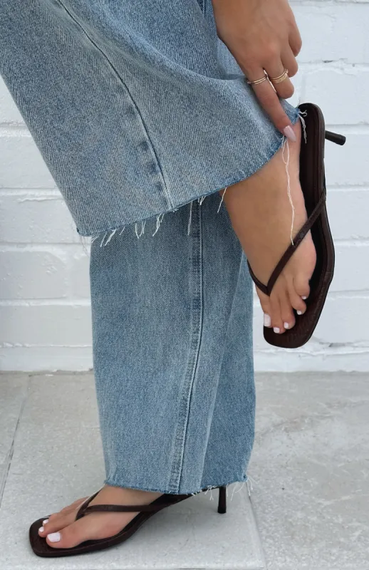 Hamptons Thong Heels Choc Croc sold by White Fox Boutique