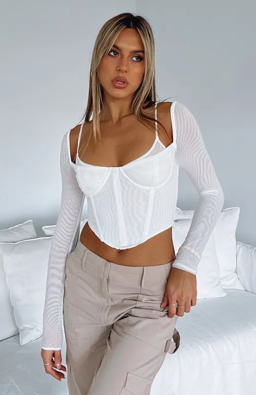 Treat Me Well Long Sleeve Bustier White sold by White Fox Boutique