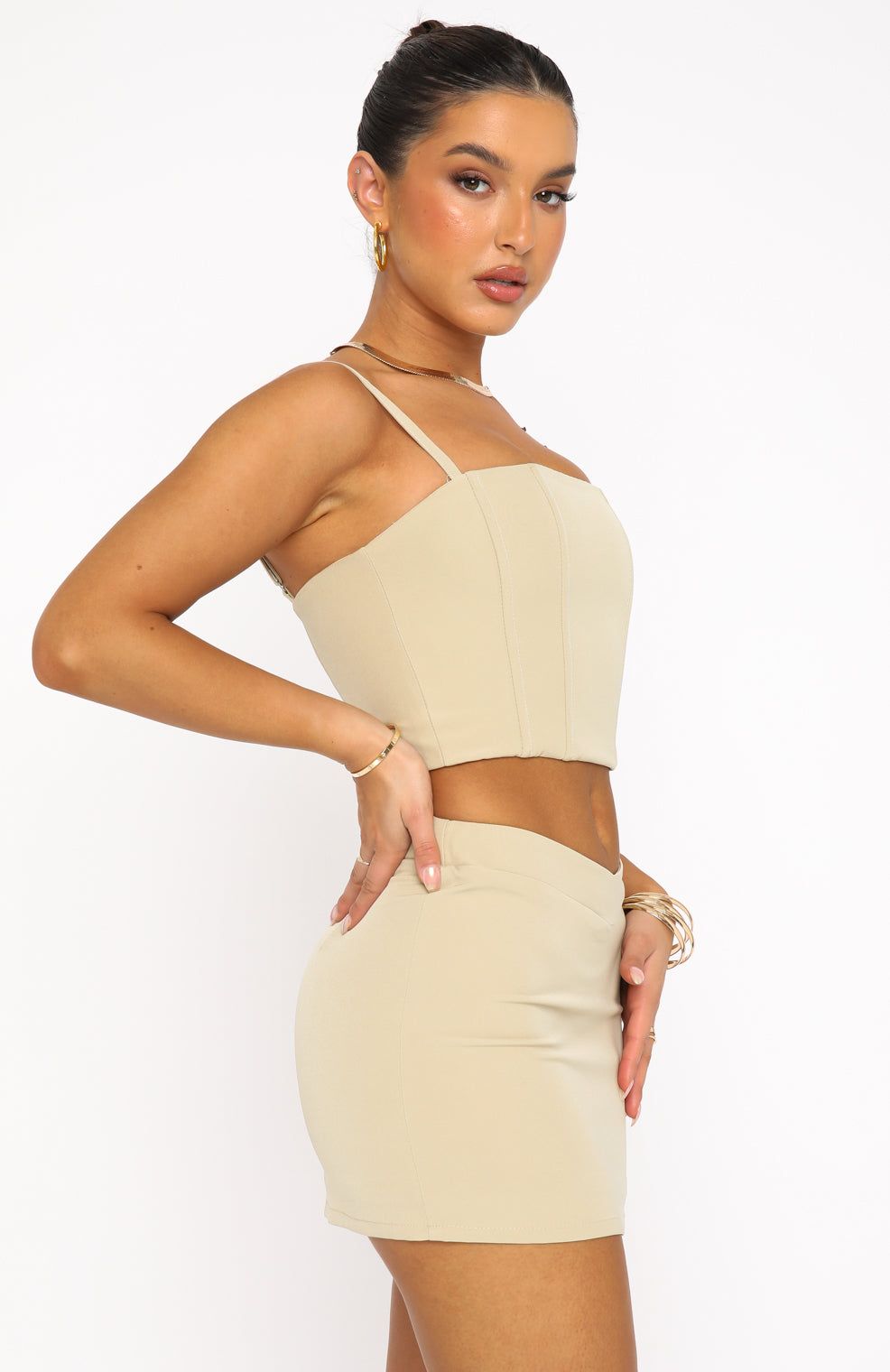 My Own Path Mini Skirt Taupe sold by White Fox Boutique product image thumbnail 3