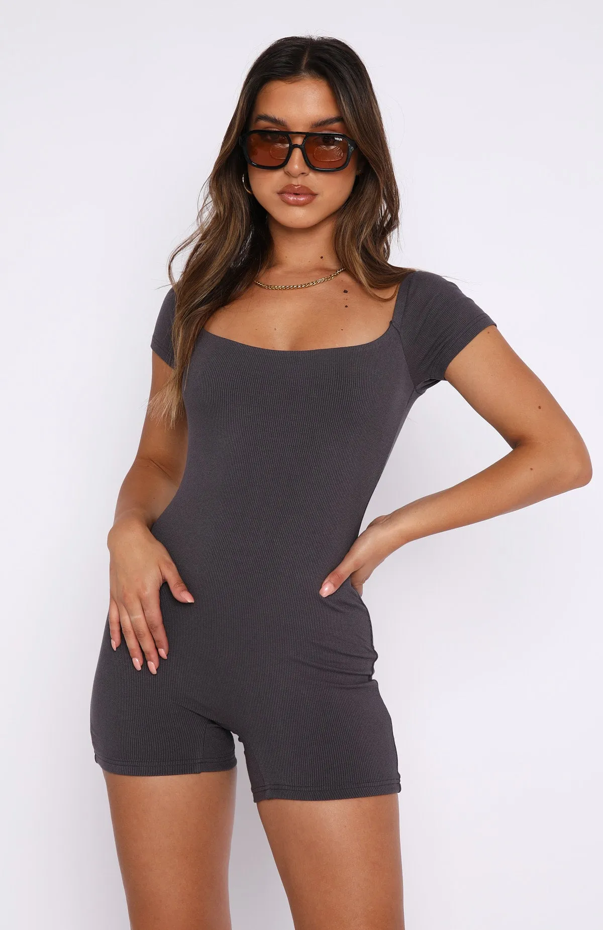 Places To Be Playsuit Charcoal sold by White Fox Boutique product image thumbnail 2