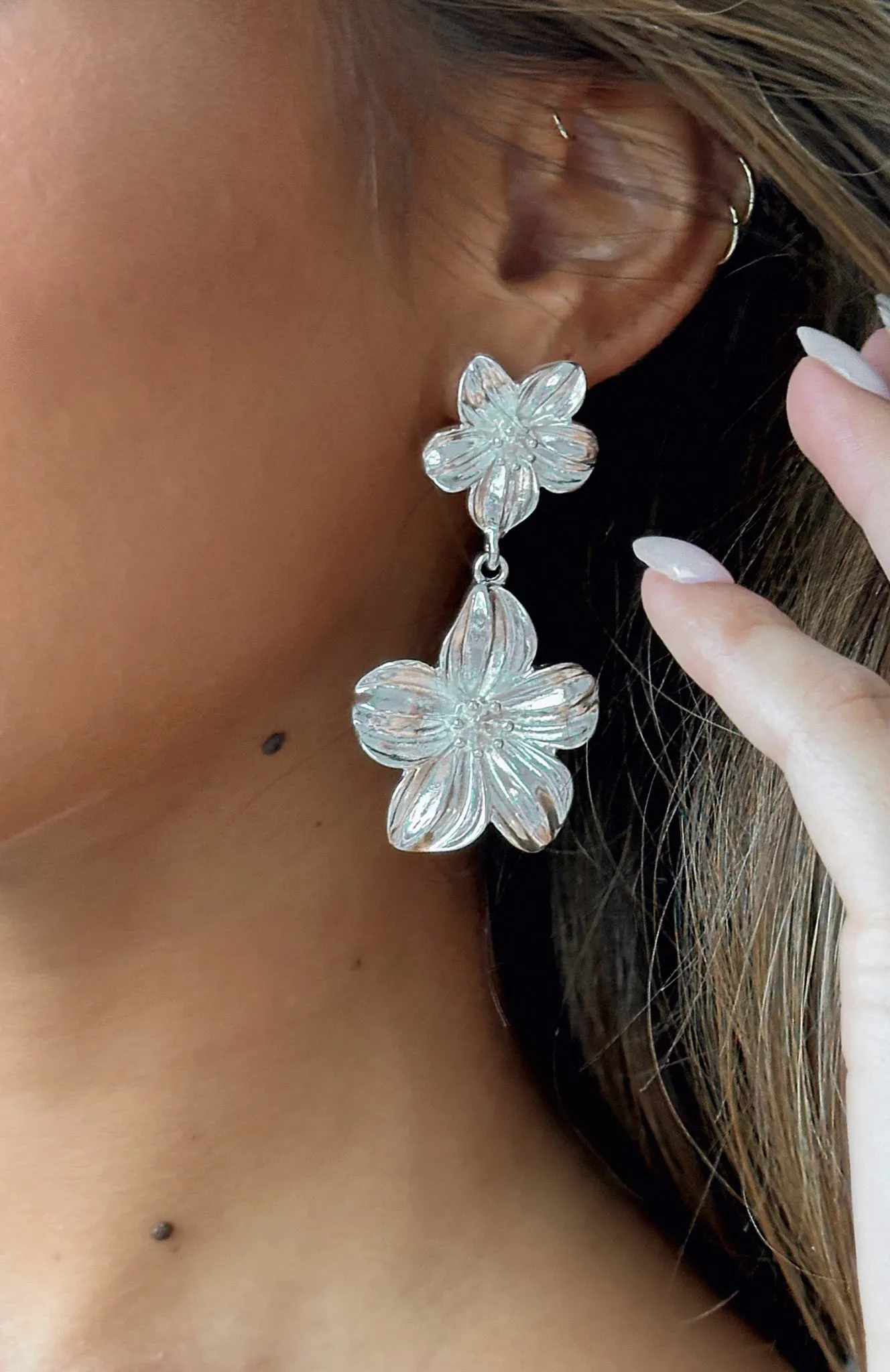Moana Statement Earrings Silver sold by White Fox Boutique product image thumbnail 3