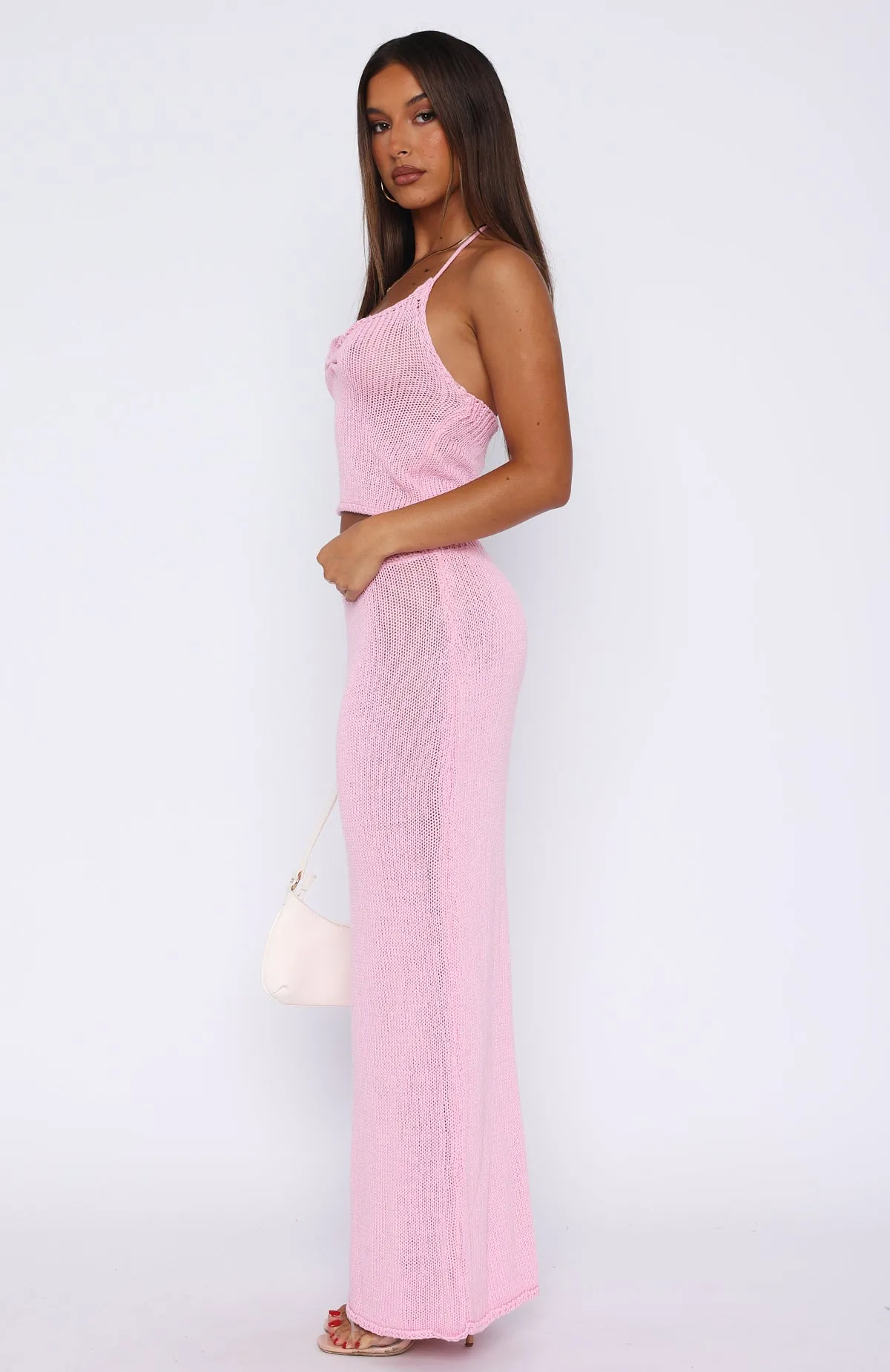 One Time Offer Crochet Maxi Skirt Pink sold by White Fox Boutique product image thumbnail 3