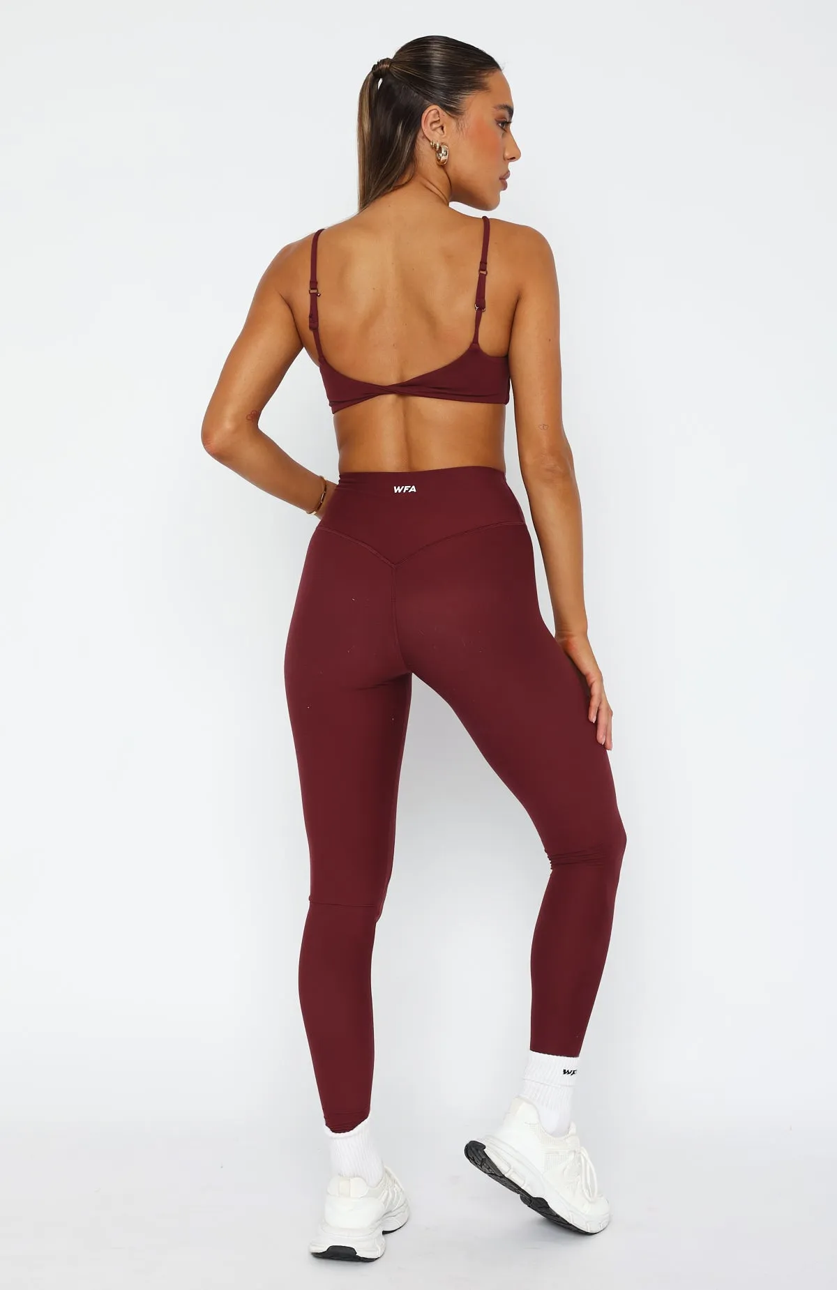 Go Getter High Waisted Leggings Burgundy sold by White Fox Boutique product image thumbnail 4