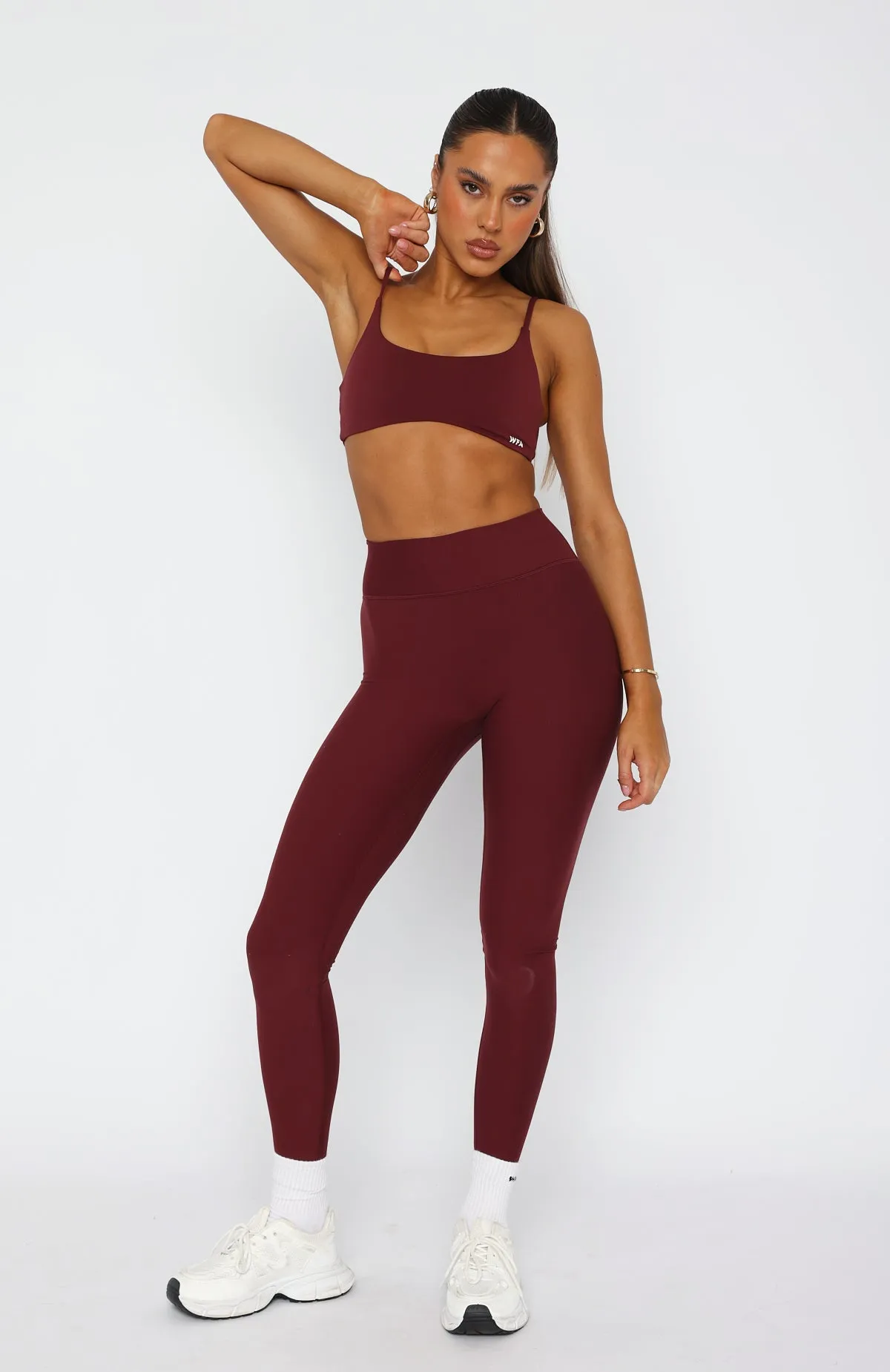 Go Getter High Waisted Leggings Burgundy sold by White Fox Boutique product image thumbnail 2