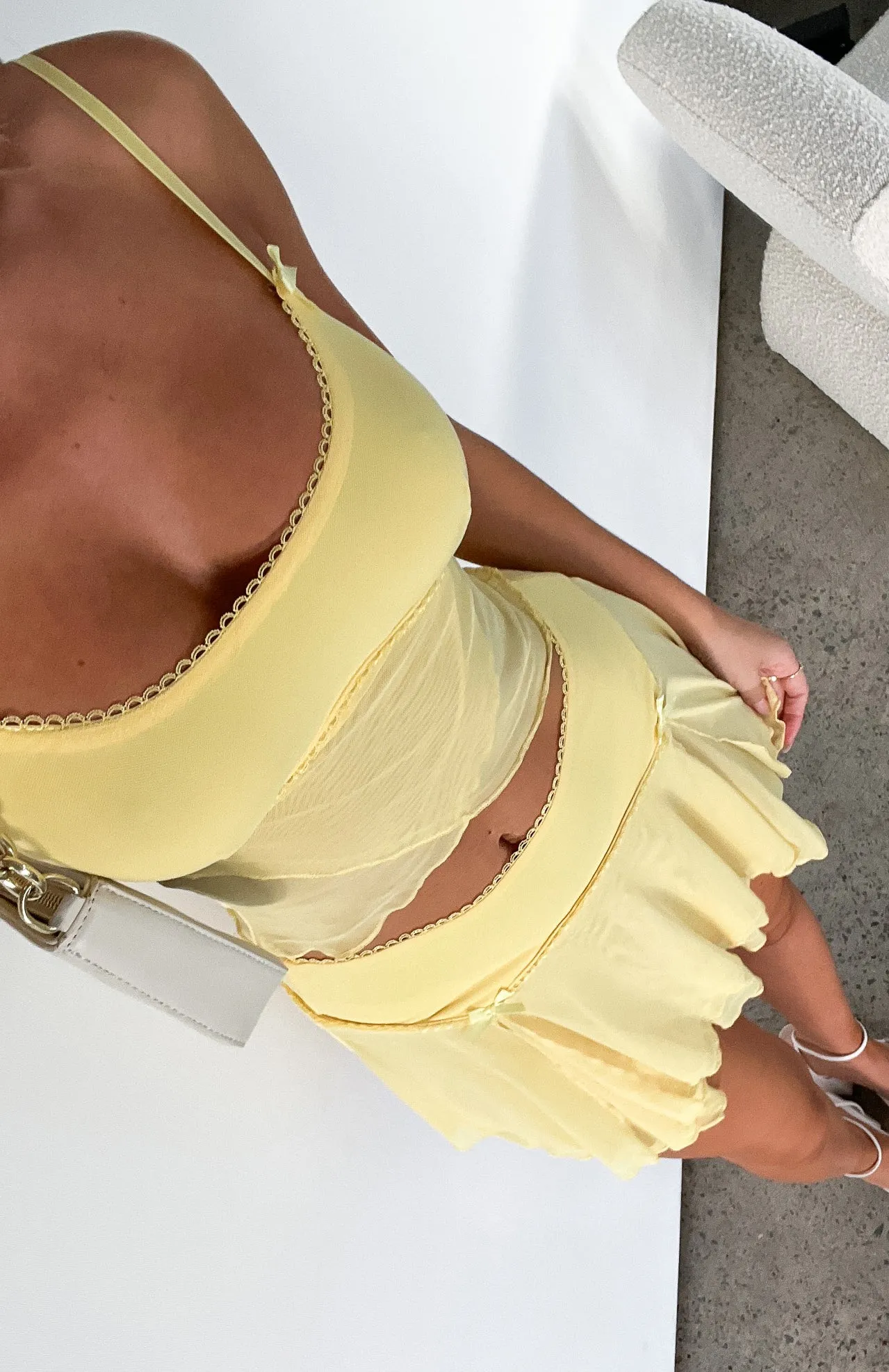 Express Your Style Mini Skirt Lemon sold by White Fox Boutique