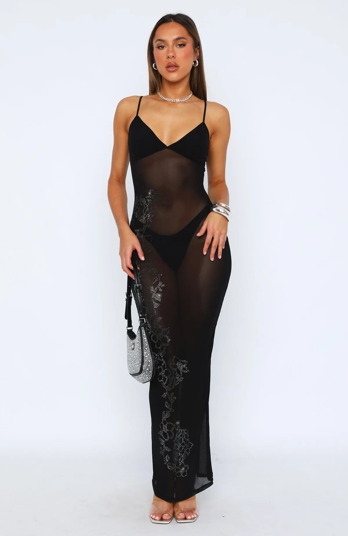 Diamonds Dancing Maxi Dress Black sold by White Fox Boutique product image thumbnail 2